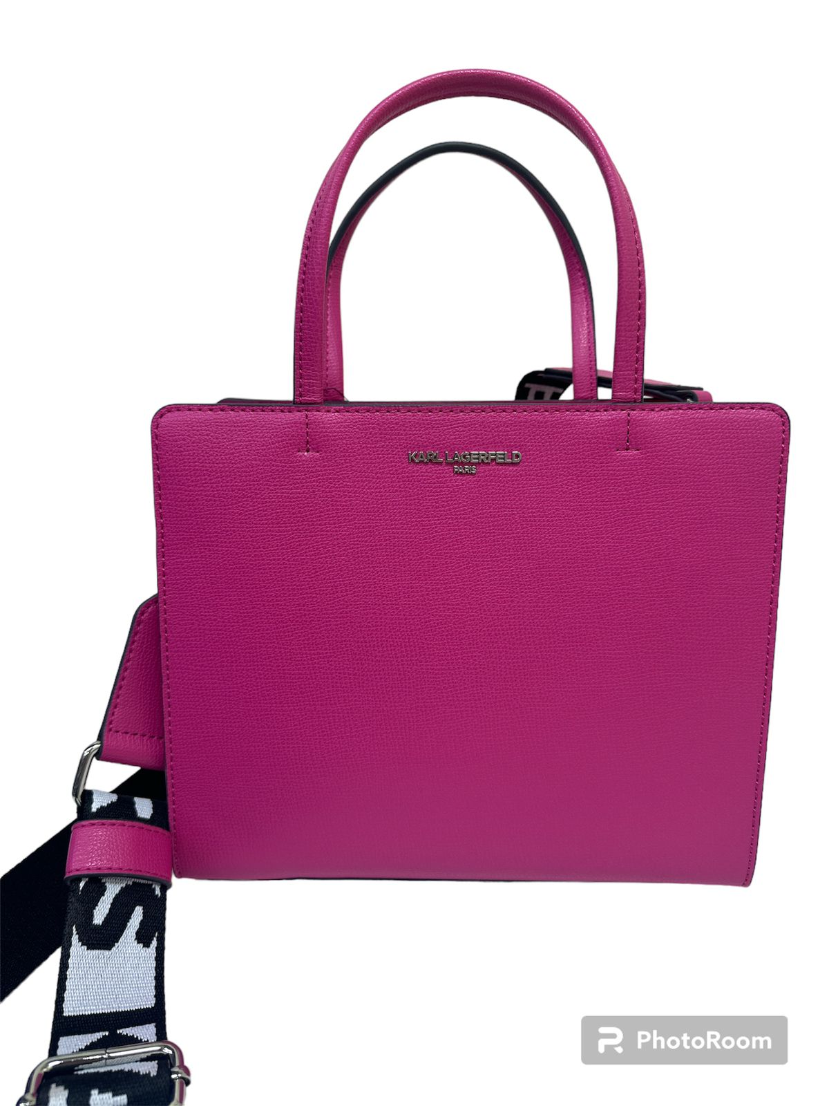 CARTERA/CROSSBODY TONO FUCSIA CON STRAP DE KARL LAGERFELD