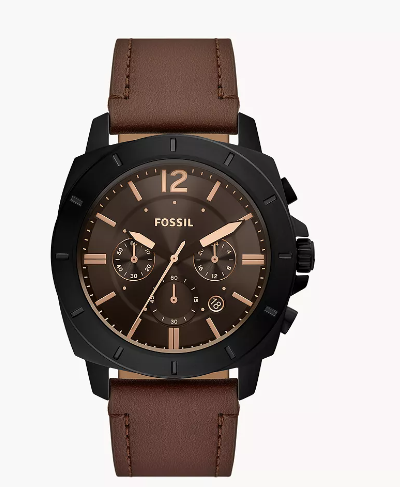 FOSSIL NEGRO CON CORREA CUERO CAFE BQ2820