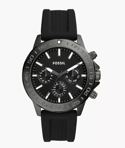 FOSSIL NEGRO CON GRIS CORREA SILICON BQ2711