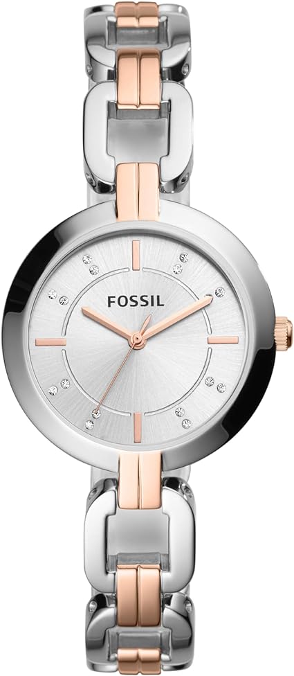 FOSSIL PLATEADO CON ORO ROSA DE ESLABONES BQ3341