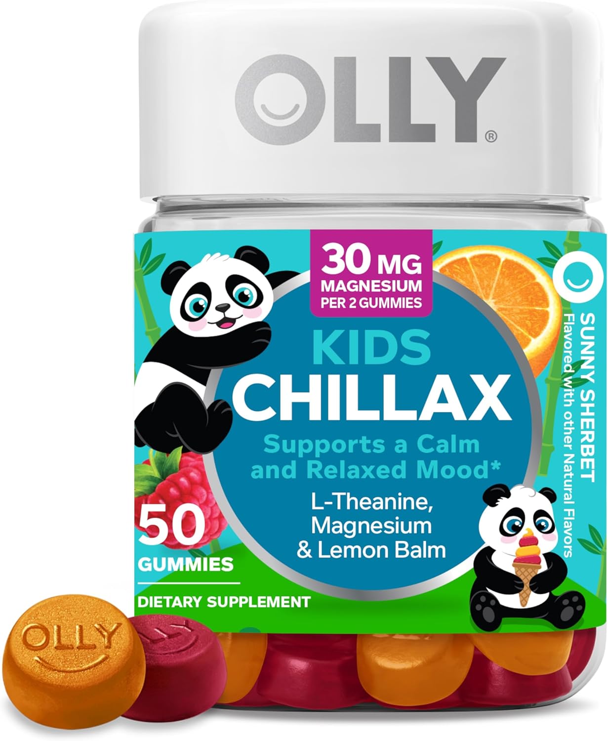 OLLY GOMITAS CHILLAX PARA NIÑOS, MAGNESIO, L-TEANINA, BÁLSAMO DE LIMÓN 50 UNIDADES