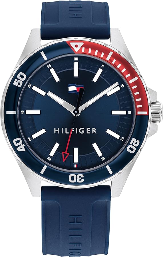 RELOJ TOMMY HILFIGER DE HOMBRE AZUL/PLATEADO Y ROJO DE SILICON 1792009